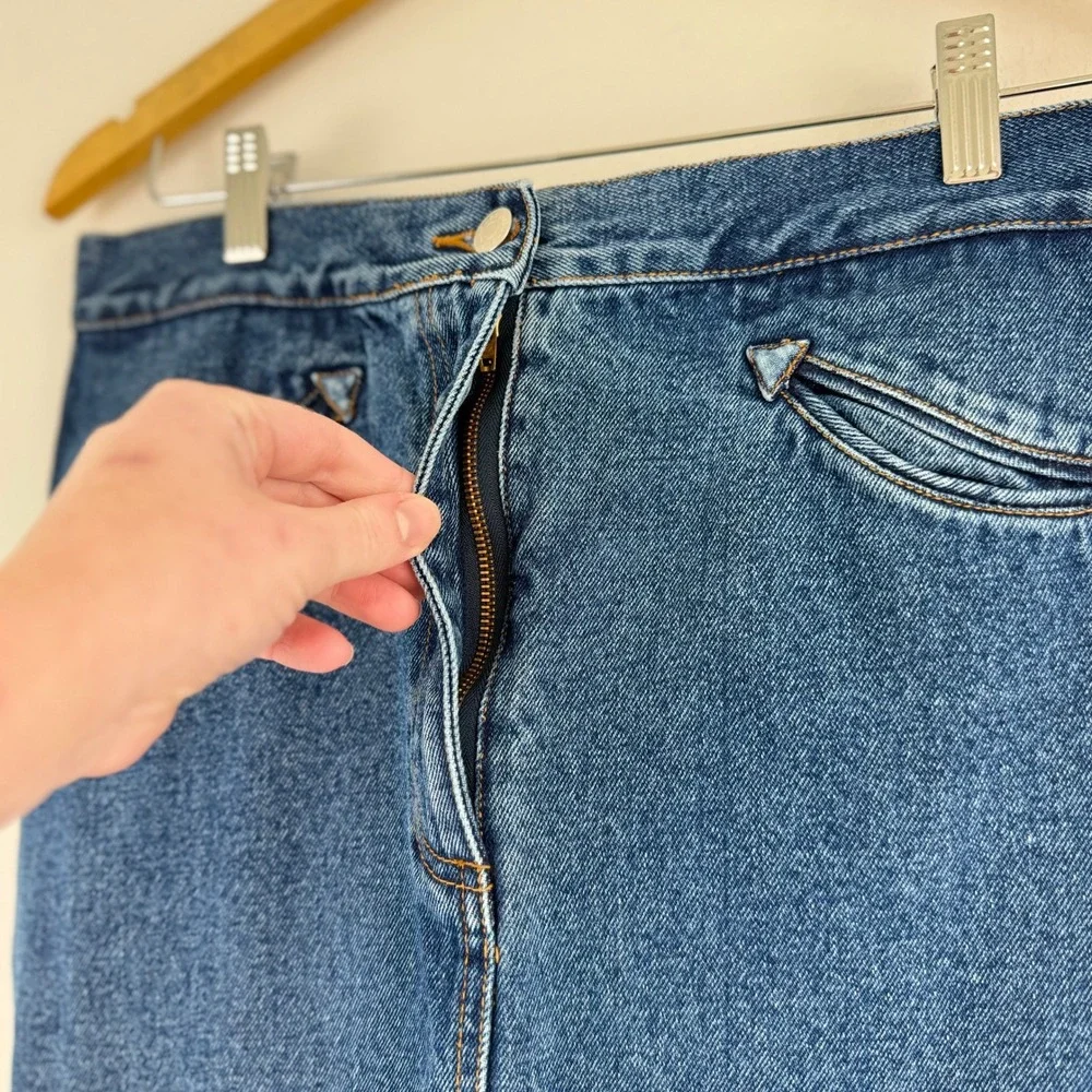 Jitterbug Ranch Denim Maxi Skirt Blue Cotton L Long Jean‎ Skirt Western Pocket - Picture 9 of 11